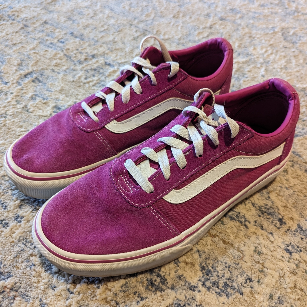 Fuschia and White Vans Sneakers
